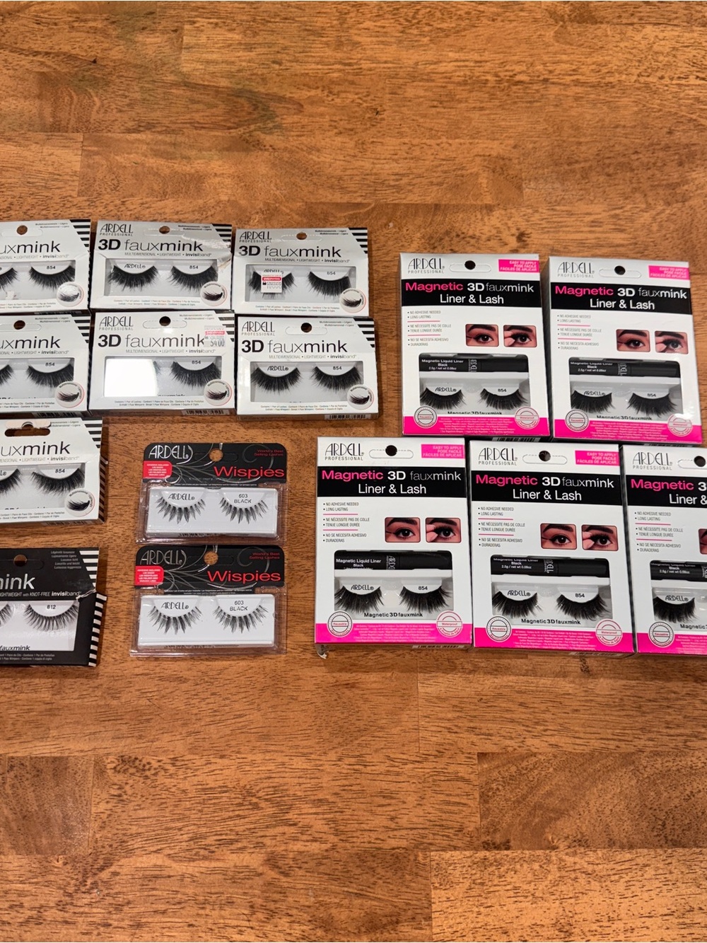Ardell Eyelashes Lot Of 15 Faux Mink Wispies Magnetic New In Package
